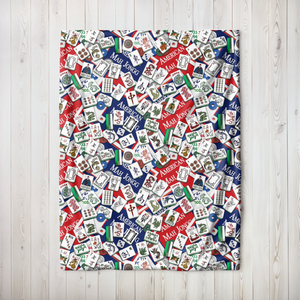 Classic American Mahjong Mania Blanket Full Size on wooden floor