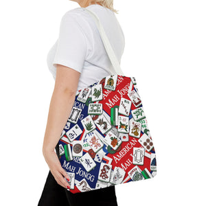 Classic American Mahjong Tote Bag White Strap Model Wearing
