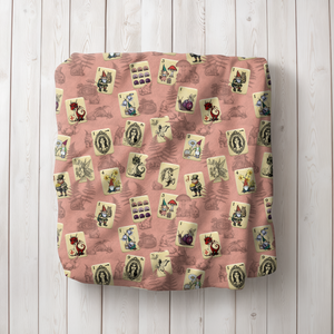 Fairytale Mahjong Land on Coral Blanket Folded on wooden floor