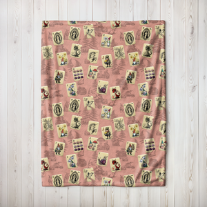 Fairytale Mahjong Land on Coral Blanket full size on wooden floor