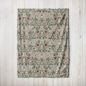 Flower Garden Blanket full size on wooden floor