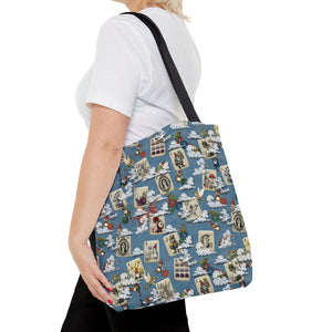 Gnomes and Fairies Mah Jongg Tote Bag Black Strap Model Carrying