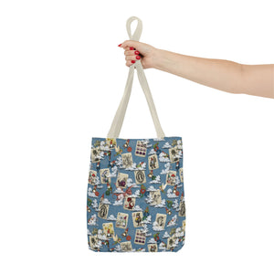 Gnomes and Fairies Mah Jongg Tote Bag White strap model holding