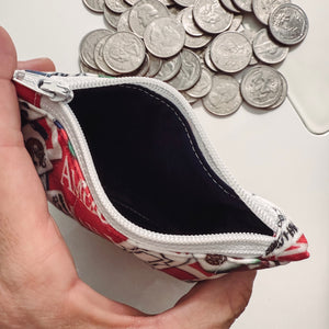 Mah Jongg zippered Coin Pouch Inside Open