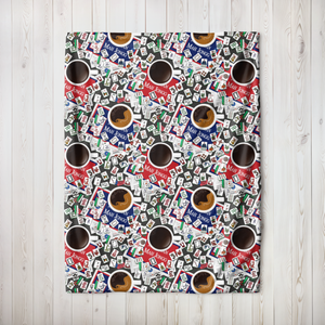 Mahjong and Coffee Blanket Full Size on wooden floor