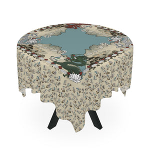 Mock Mah Jongg Mat Tablecloth on Beige - 2nd Table on white background