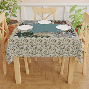 Mock Mah Jongg Mat Tablecloth on Beige Dinner Table