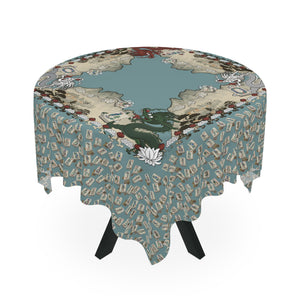 Mock Mah Jongg Mat Tablecloth on Blue 2nd Table