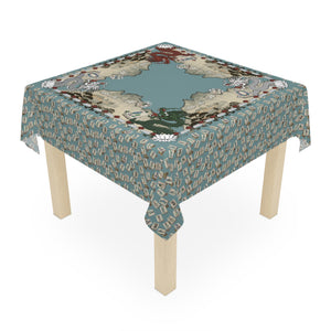 Mock Mah Jongg Mat Tablecloth on Blue Table