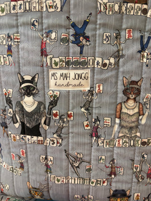 Quilted Ms. Mah Jongg Charleston Tote Bag - Mahjong close cats design