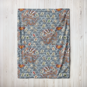 Retro Dragon with Fire Blanket full size on wood floor